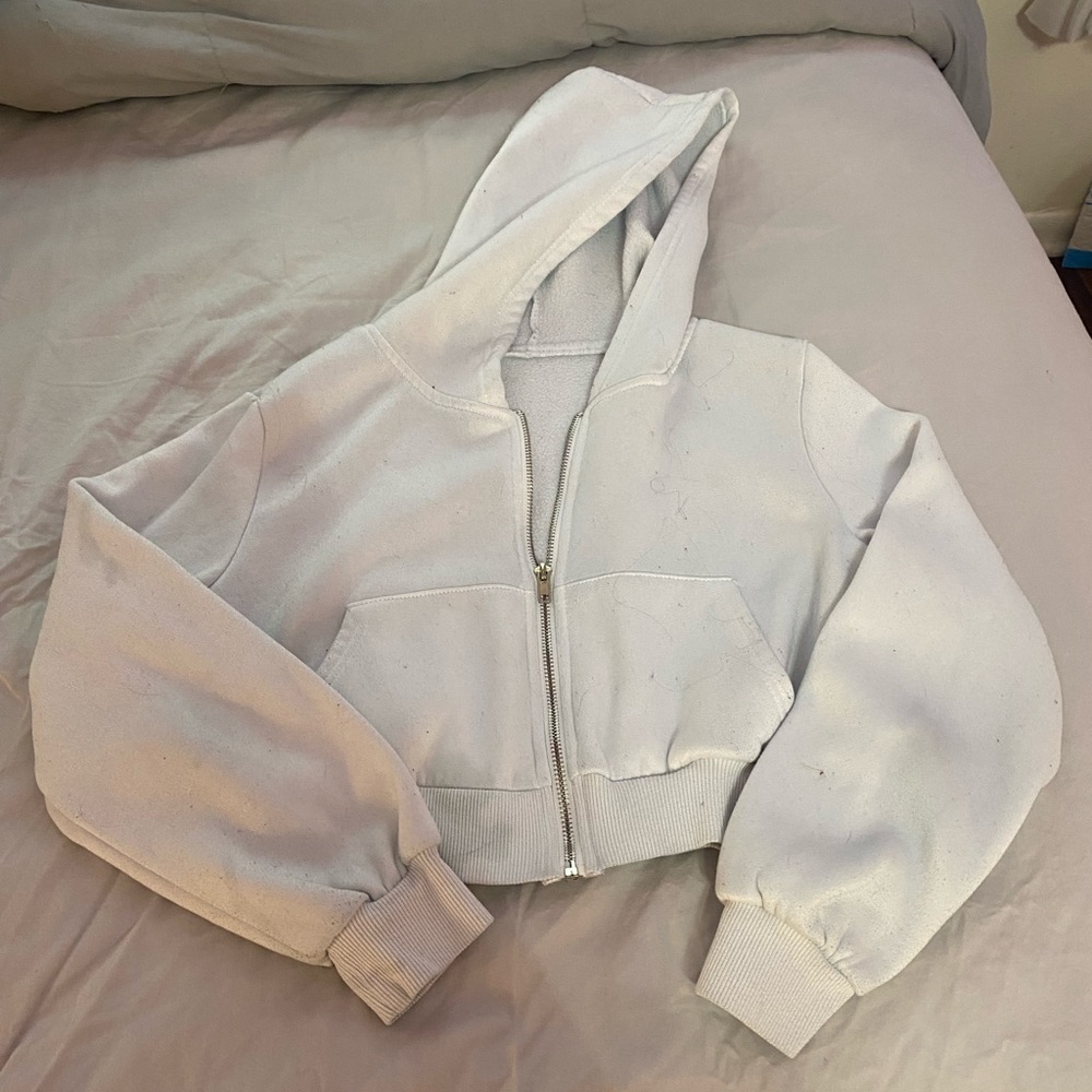 White cropped zip up